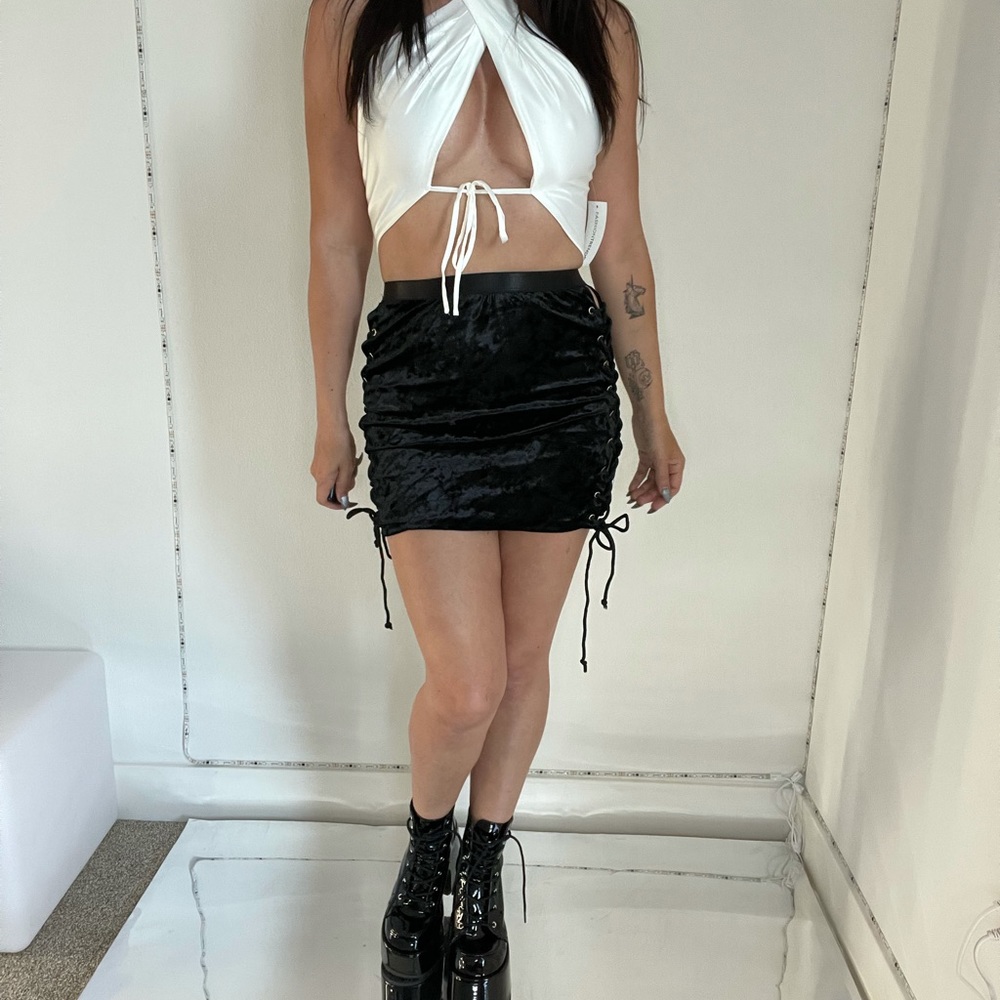 Velvet Crushin’ Lace-Up Skirt